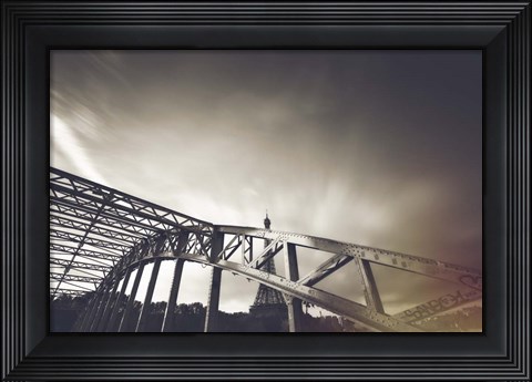 Framed Glimpse of the Eiffel BW Print