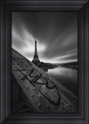 Framed Seine &amp; Eiffel BW Print