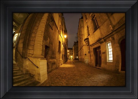 Framed Quite Street at Night Print
