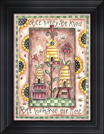Framed Bee Happy Bee Kind Print