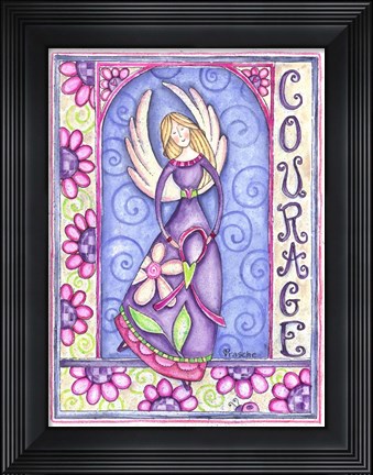 Framed Courage Angel with Pink Ribbon Print