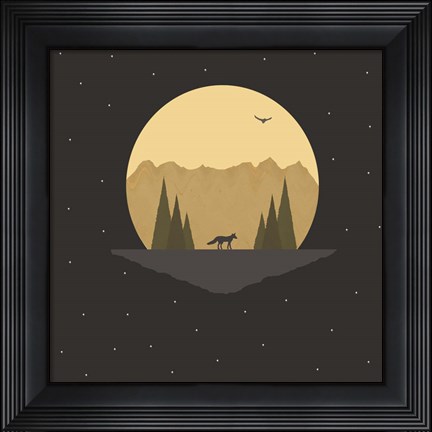 Framed Fox Under the Stars Print