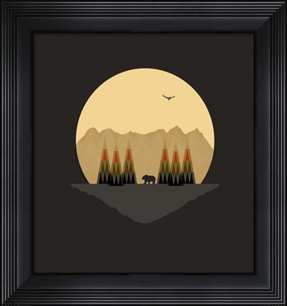 Framed Bear Versus the Mountains Print