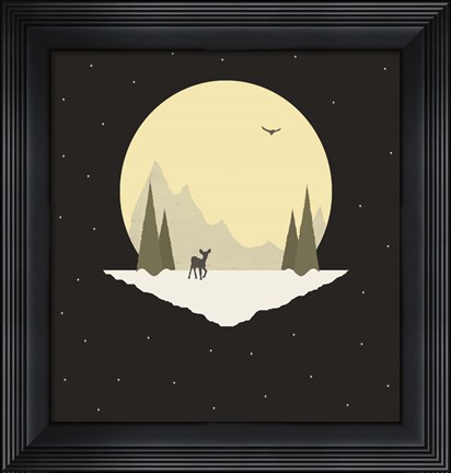 Framed Wintertime Deer Print