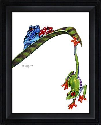 Framed Frogs Hanging Out Print