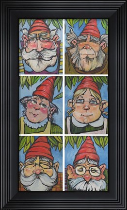 Framed Six Gnomes 2 Print