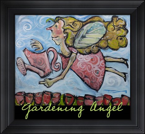 Framed Gardening Angel Poster Print