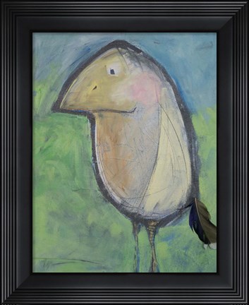 Framed Bird With Found Feather 2 Print