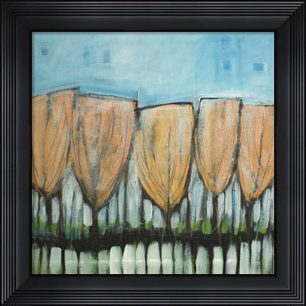 Framed Autumn Leaves Snow Dusting Print