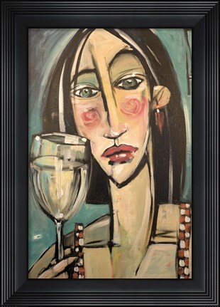 Framed Gingham Girl With Wineglass Print