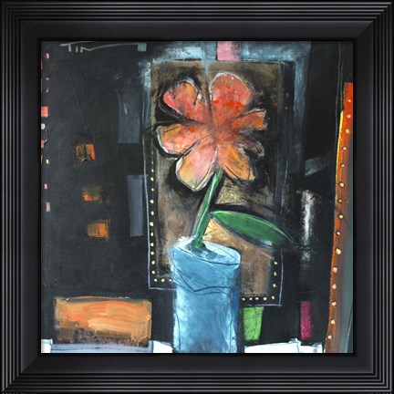 Framed Flower In Blue Pot Print