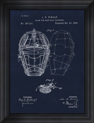Framed 1883 Mask For Baseball Catcher Print