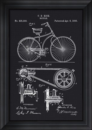 Framed 1890 Bicycle Print