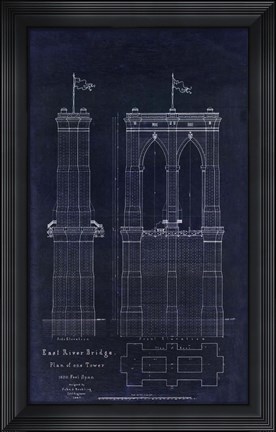 Framed Brooklyn Bridge 1867 Print