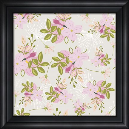 Framed Pink Floral Pattern Print