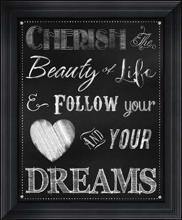 Framed Chalkboard Cherish The Beauty Print