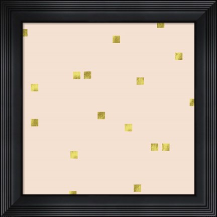 Framed Angel Pink Golden Squares Confetti Print