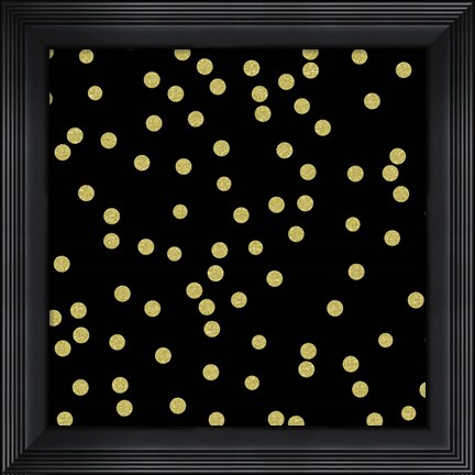 Framed Black Golden Round Confetti Print