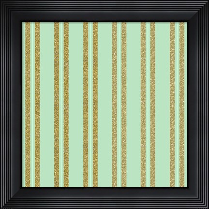 Framed Golden Mint Stripes Print