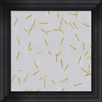 Framed Grey Linen Golden Matchstick Confetti Print