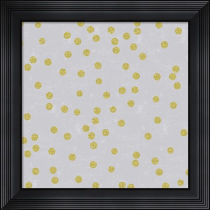 Framed Grey Linen Golden Round Confetti Print