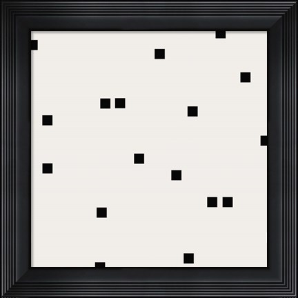 Framed Light Cream Black Squares Confetti Print