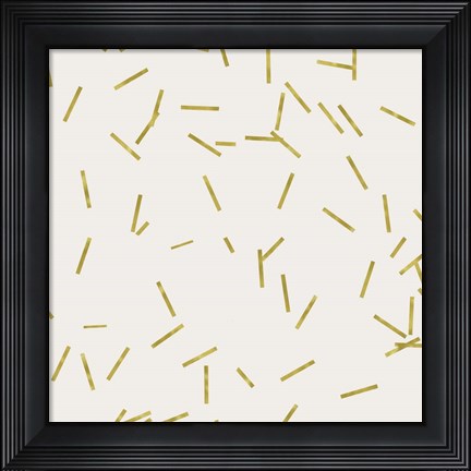 Framed Light Cream Golden Matchstick Confetti Print