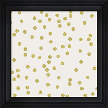 Framed Light Cream Golden Round Confetti Print