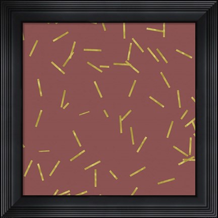 Framed Marsala Golden Matchstick Confetti Print