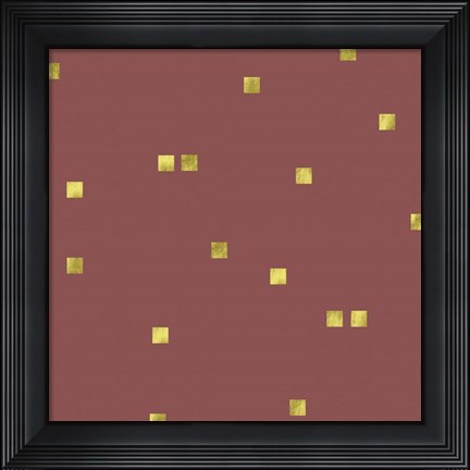 Framed Marsala Golden Squares Confetti Print