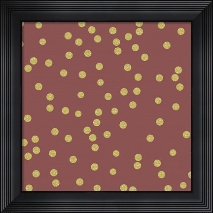 Framed Merlot Golden Round Confetti Print