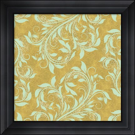 Framed Golden Luna Angel Damask Print