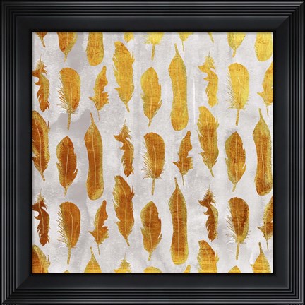 Framed Gold Ombre Watercolor Feathers Print
