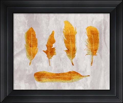 Framed Gold Ombre Feathers II Print