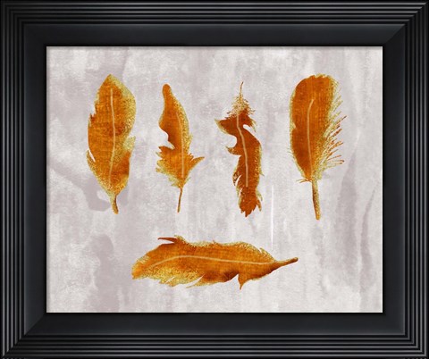 Framed Gold Ombre Feathers III Print