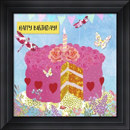 Framed Birthday Garden Party Card Print
