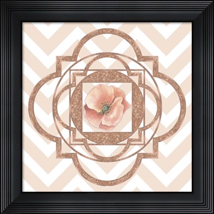Framed Persian Rose Gold Quatrefoil Print