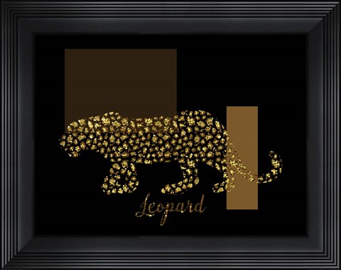 Framed 2 Golden Leopard Print
