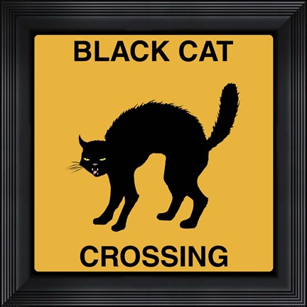 Framed Black Cat Crossing Print