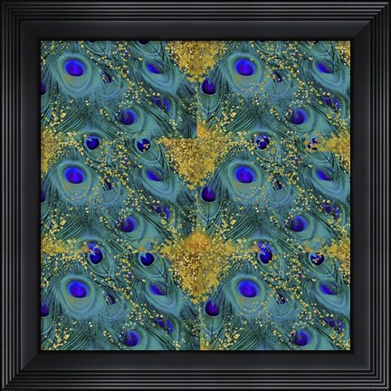 Framed Gold Speckled Peacock Pattern Print