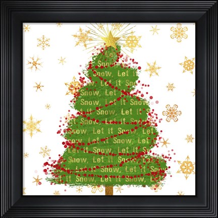 Framed Let It Snow Christmas Tree Print