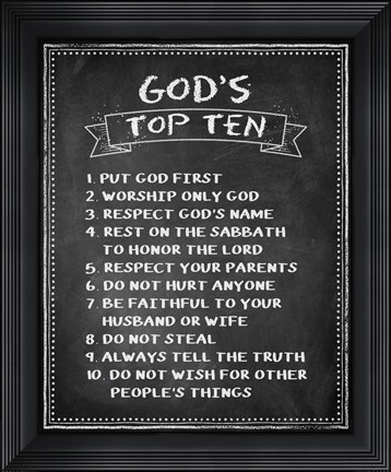 Framed God&#39;s Top Ten Chalkboard Print