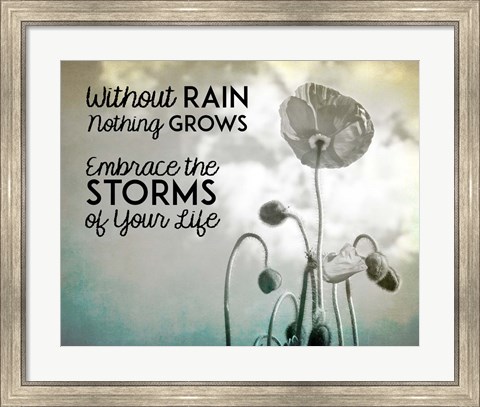 Framed Without Rain Nothing Grows Black and White Print