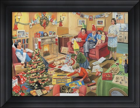 Framed 50&#39;s Family Christmas Print