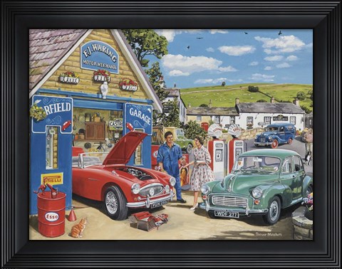 Framed Village Garage Print