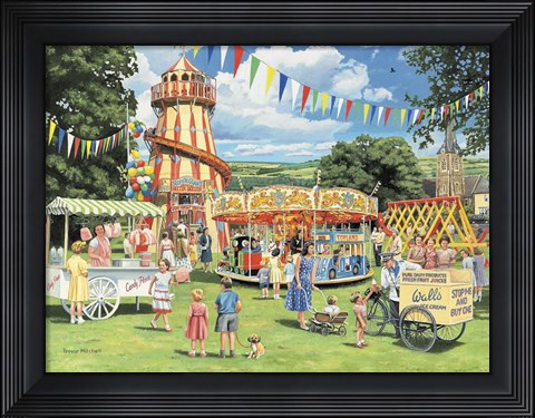 Framed Funfair On The Green Print