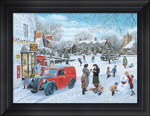 Framed Village Christmas Print