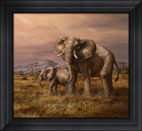 Framed Mother and Child (Elephants) Print