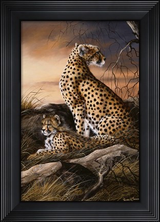 Framed Cheetahs Of Dusk Print