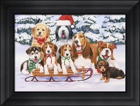 Framed Sled Dogs Print
